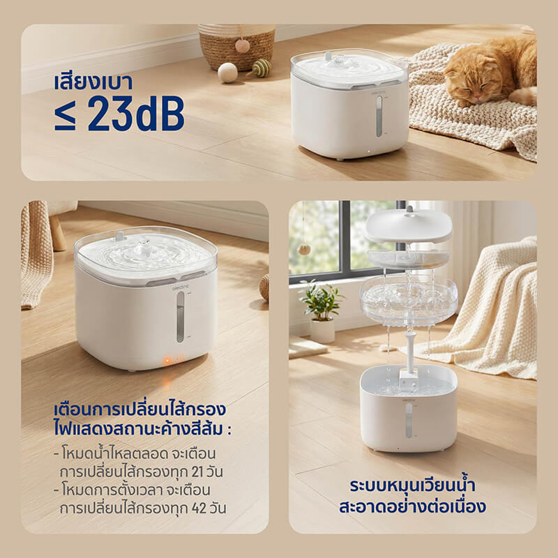 น้ำพุสัตว์เลี้ยงอัตโนมัติ ALECTRIC รุ่น FT1-1 สีขาว